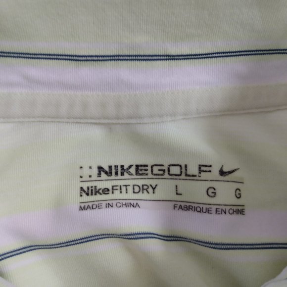 Men's Nike Golf Polo Shirt Dri-Fit Size Large Yellow Striped - Picture 3 of 5